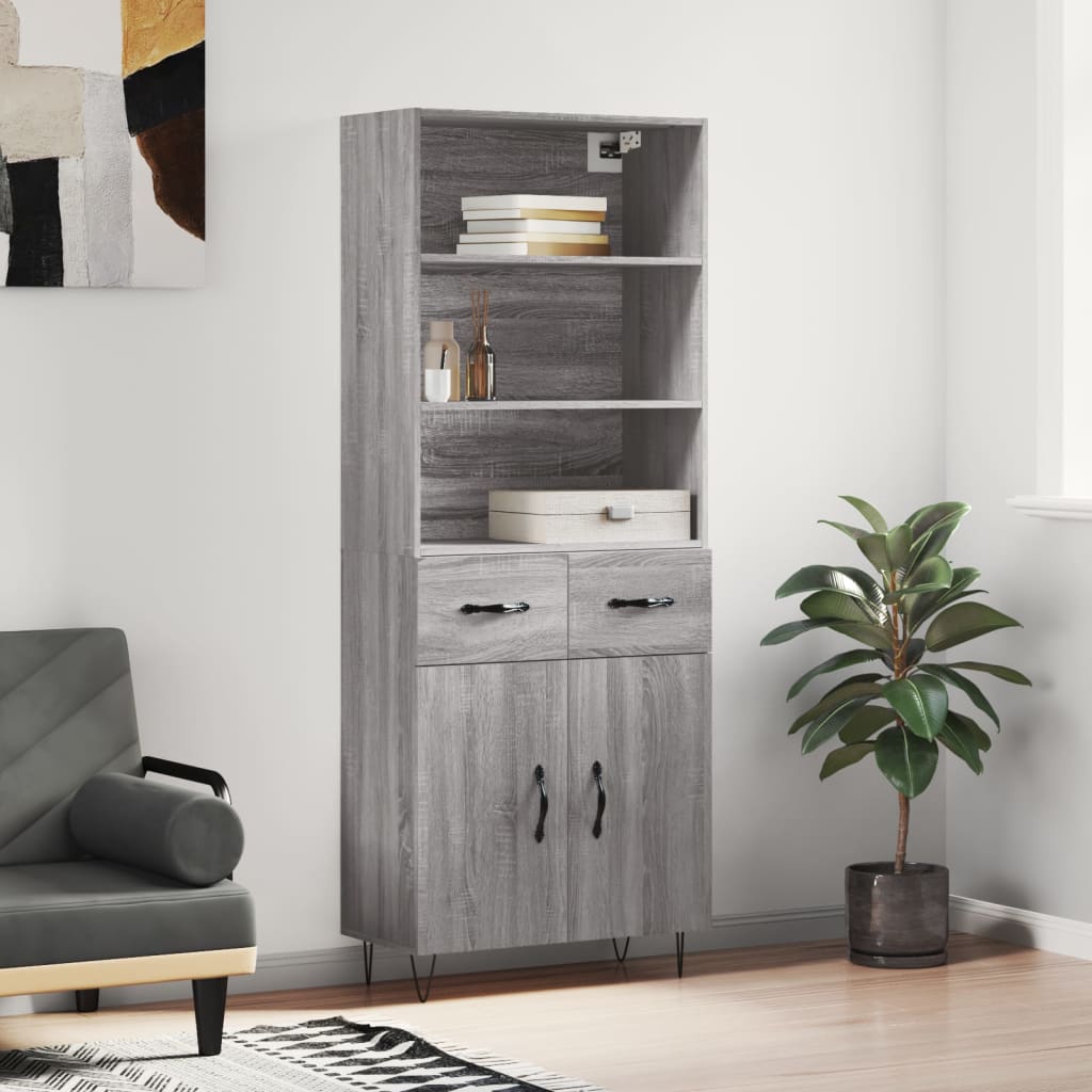 Visoka komoda siva sonome 69,5x34x180 cm od konstruiranog drva