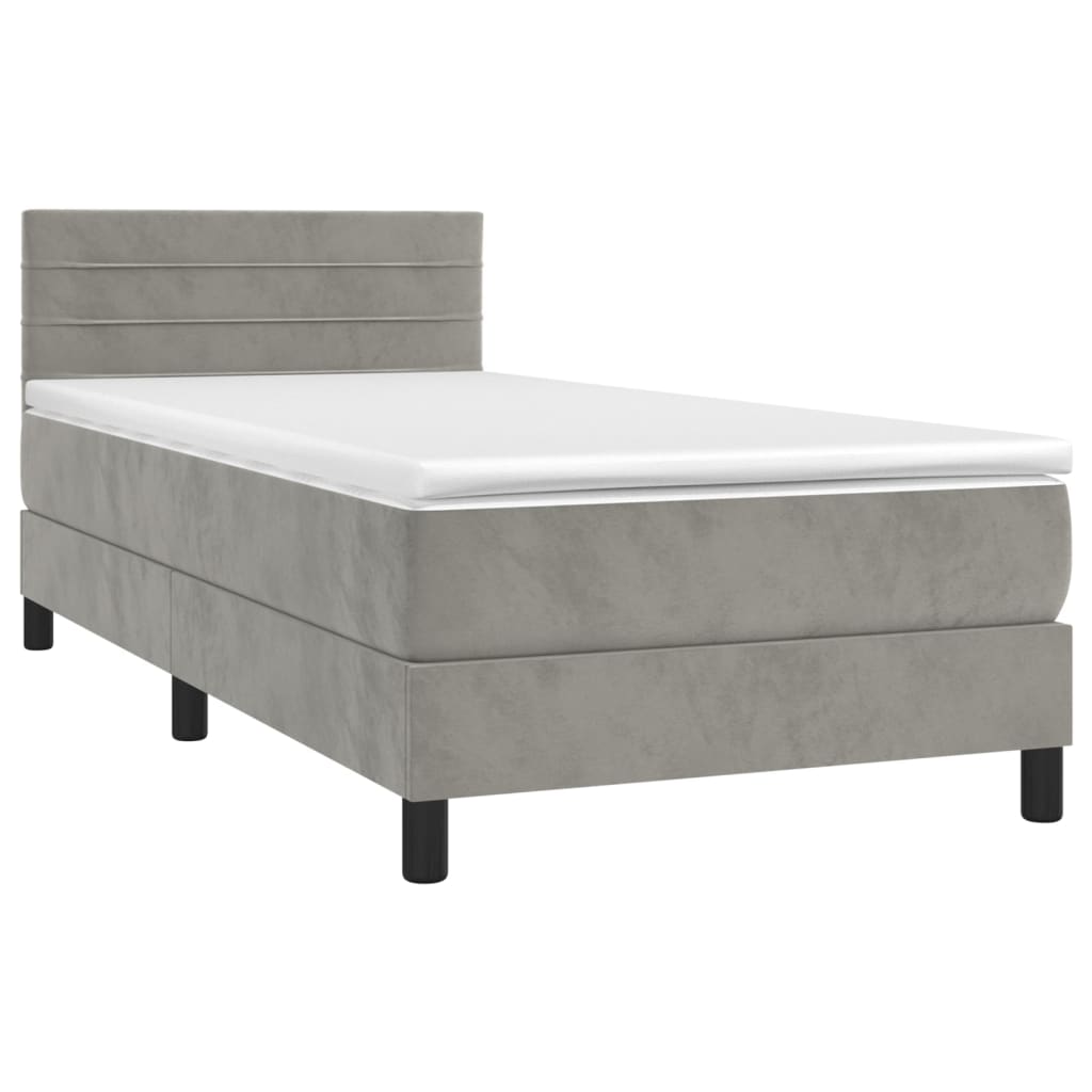 Box spring krevet s madracem svjetlosivi 100x200 cm baršunasti