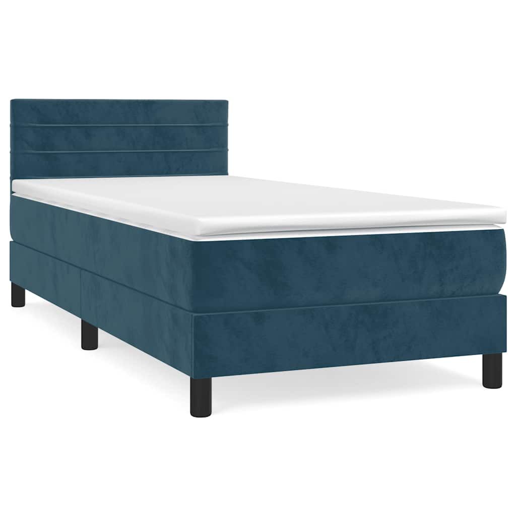 Box spring krevet s madracem tamnoplavi 100x200 cm baršunasti