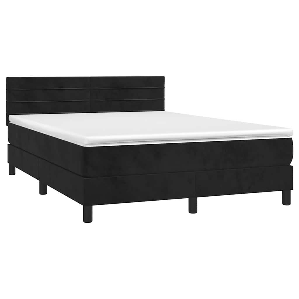 Krevet s oprugama i madracem crni 140 x 190 cm baršunasti