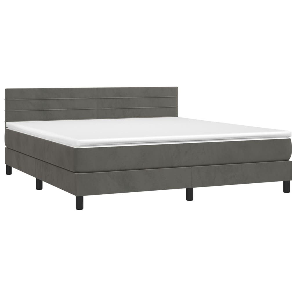 Krevet s oprugama i madracem tamnosivi 160x200 cm baršunasti