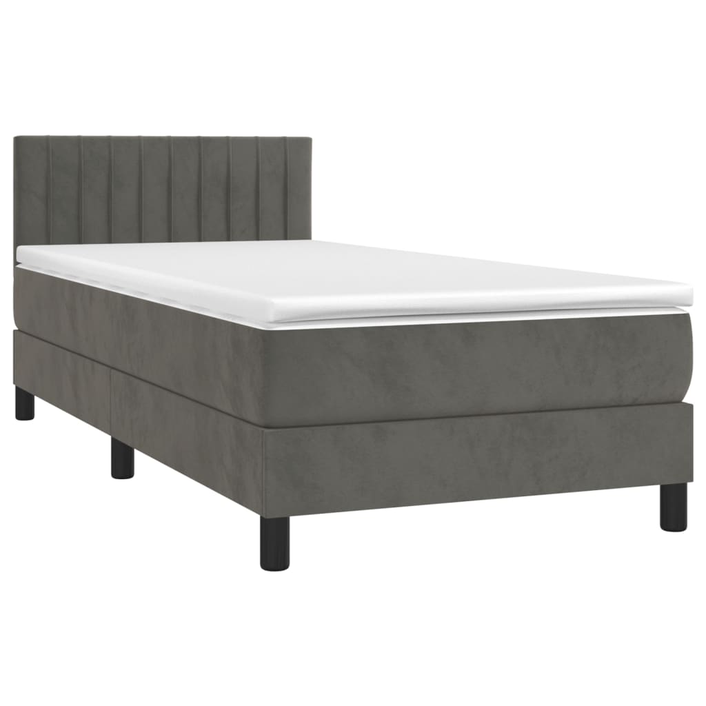 Box spring krevet s madracem tamnosivi 80 x 200 cm baršunasti