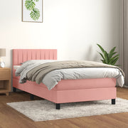 Box spring krevet s madracem ružičasti 90x190 cm baršunasti