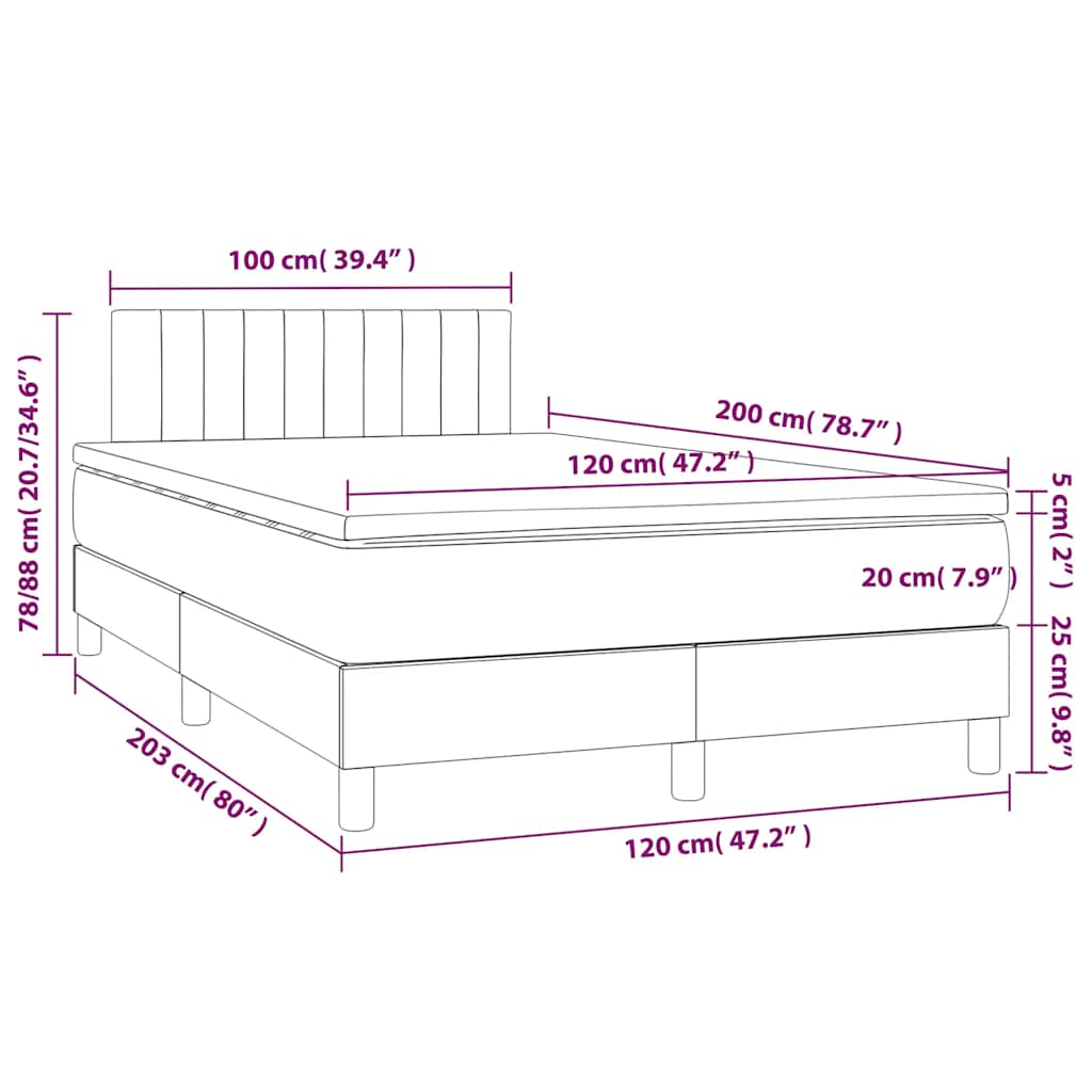 Box spring krevet s madracem tamnozeleni 120x200 cm baršunasti