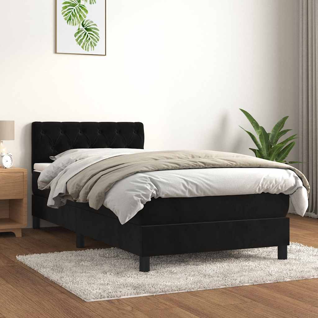 Box spring krevet s madracem crni 80 x 200 cm baršunasti
