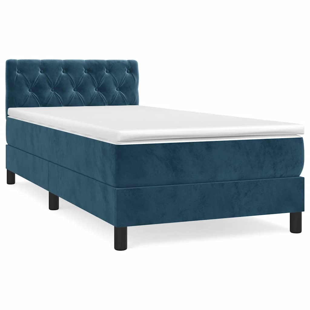 Box spring krevet s madracem tamnoplavi 80 x 200 cm baršunasti