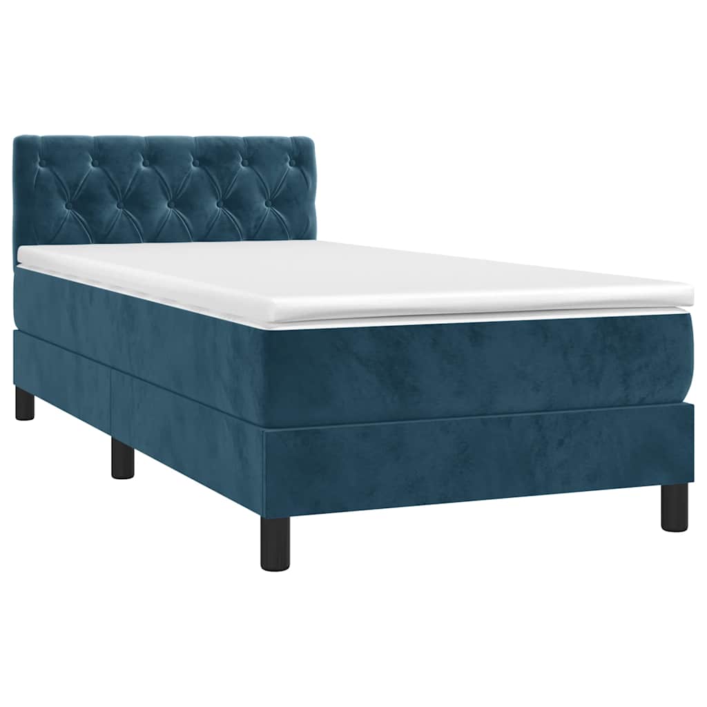 Box spring krevet s madracem tamnoplavi 80 x 200 cm baršunasti