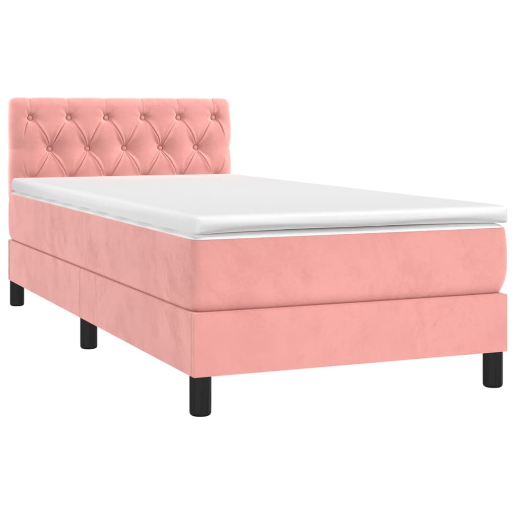 Box spring krevet s madracem ružičasti 80 x 200 cm baršunasti