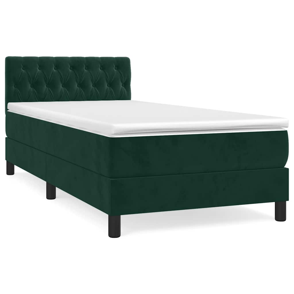 Box spring krevet s madracem tamnozeleni 90x190 cm baršunasti