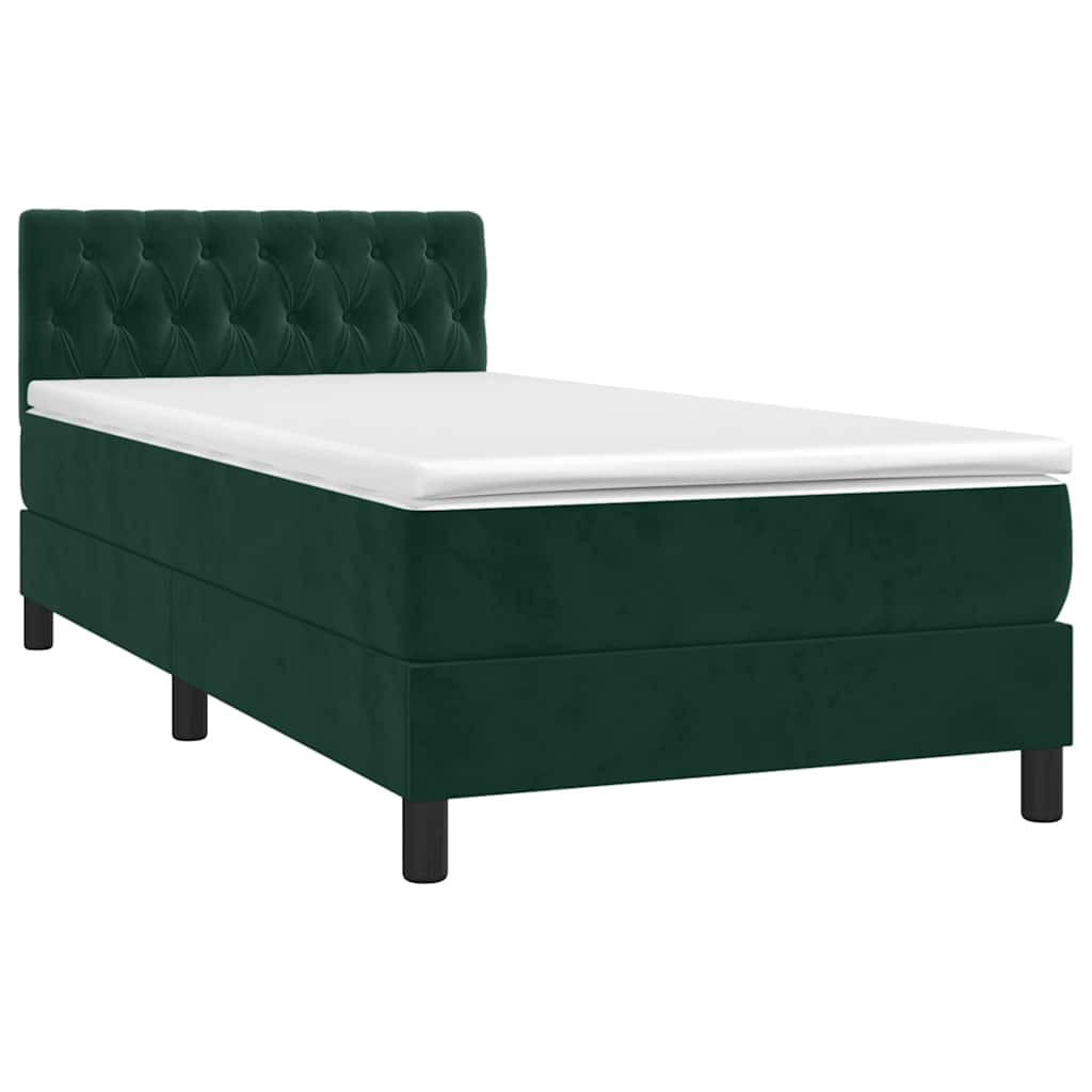 Box spring krevet s madracem tamnozeleni 90x190 cm baršunasti