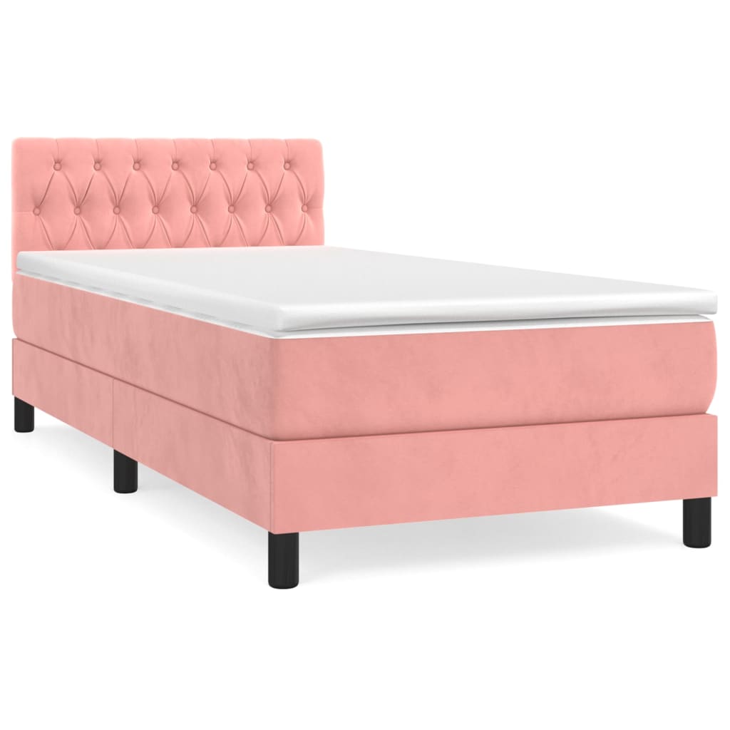 Box spring krevet s madracem ružičasti 90x190 cm baršunasti