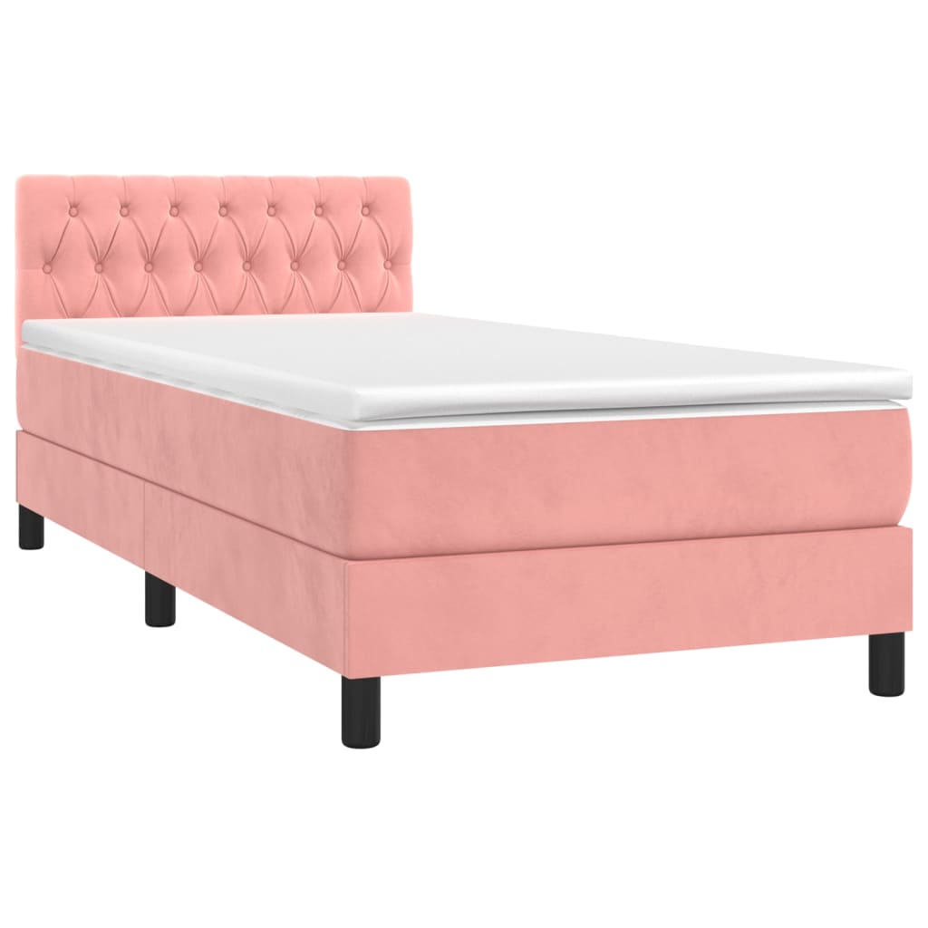 Box spring krevet s madracem ružičasti 90x190 cm baršunasti