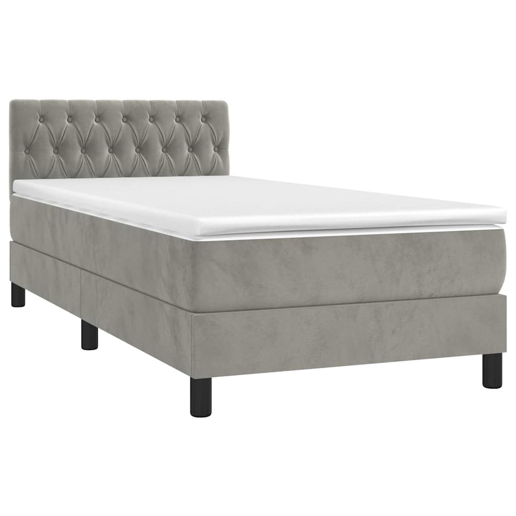 Box spring krevet s madracem svjetlosivi 100x200 cm baršunasti
