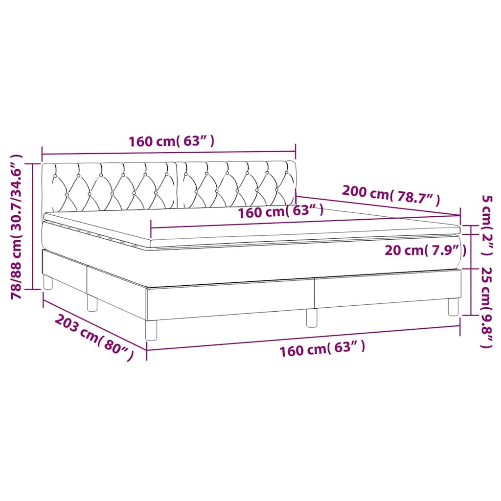 Krevet s oprugama i madracem tamnozeleni 160x200 cm baršunasti