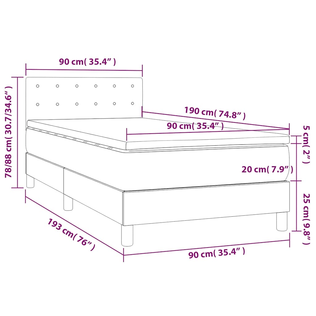 Box spring krevet s madracem tamnozeleni 90x190 cm baršunasti