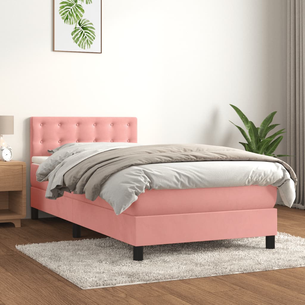 Box spring krevet s madracem ružičasti 100x200 cm baršunasti