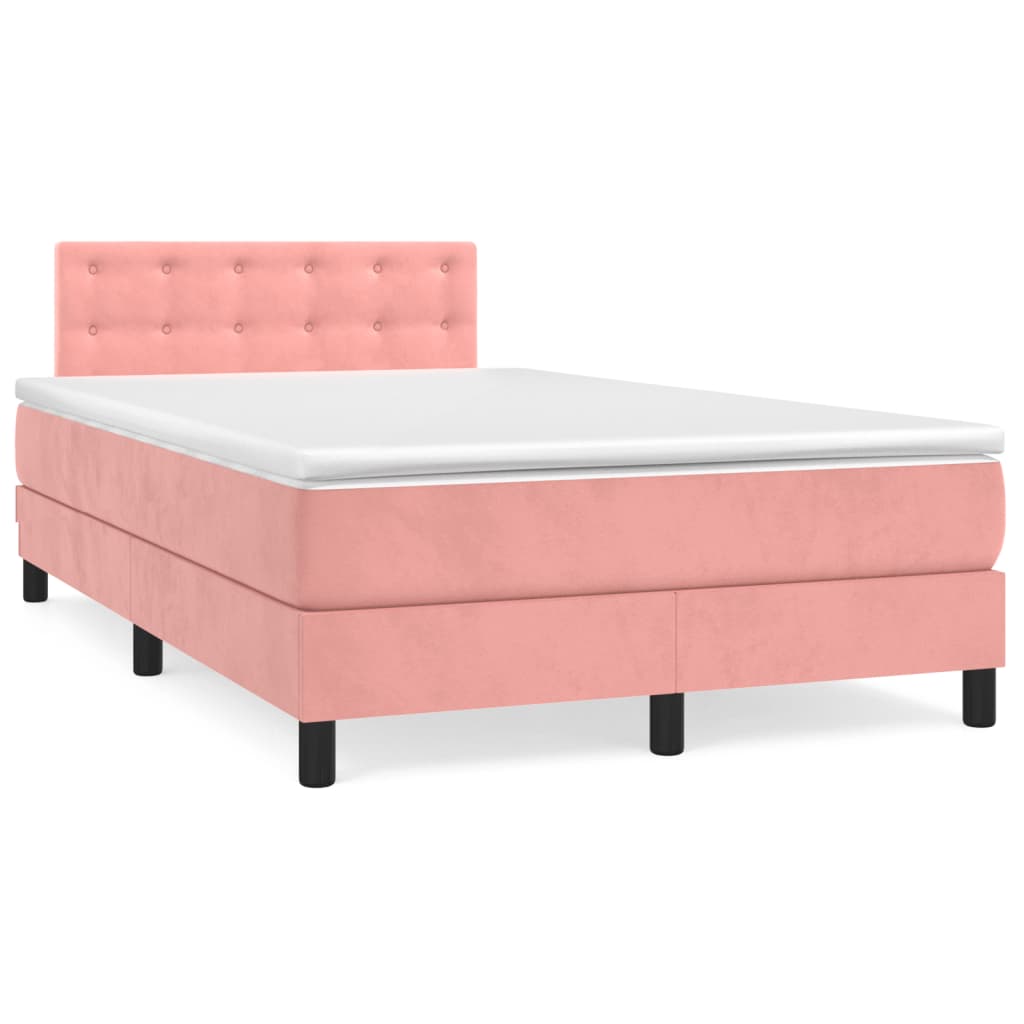 Box spring krevet s madracem ružičasti 120 x 200 cm baršunasti