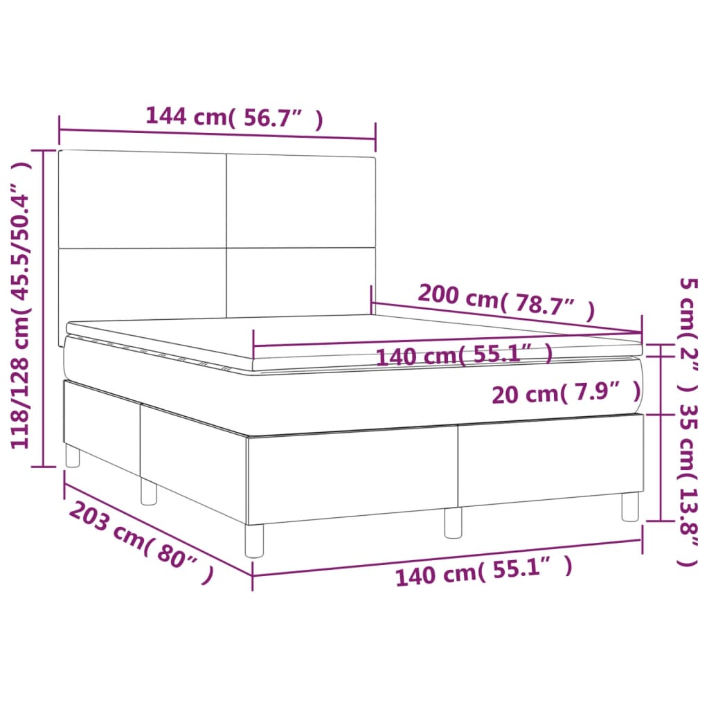 Krevet s oprugama i madracem plavi 140x200 cm od tkanine