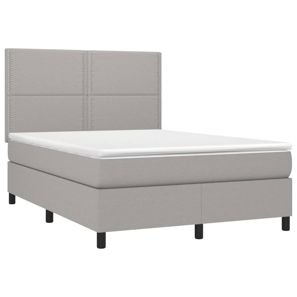 Krevet s oprugama i madracem svjetlosivi 140x190 cm od tkanine