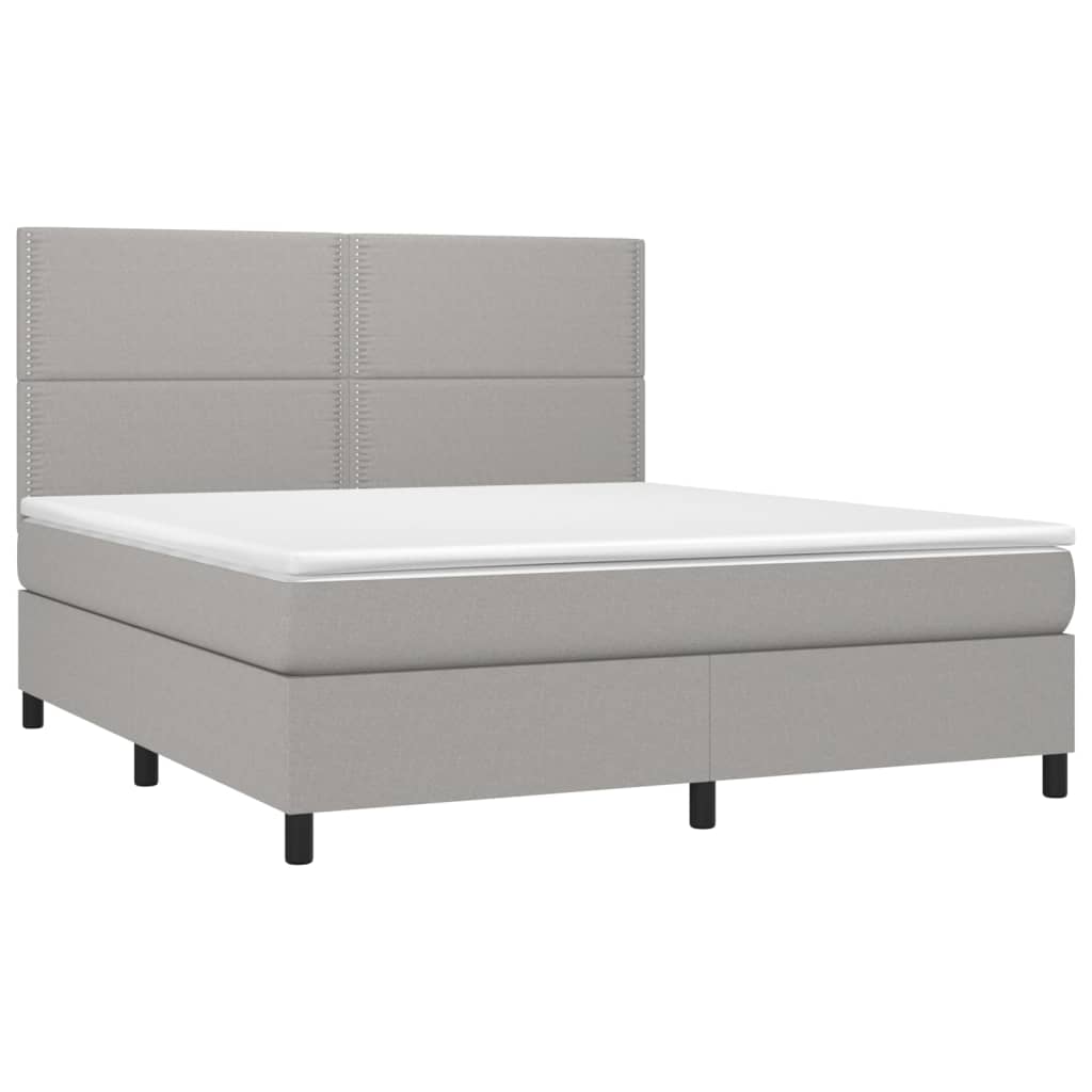 Krevet s oprugama i madracem svjetlosivi 180x200 cm od tkanine