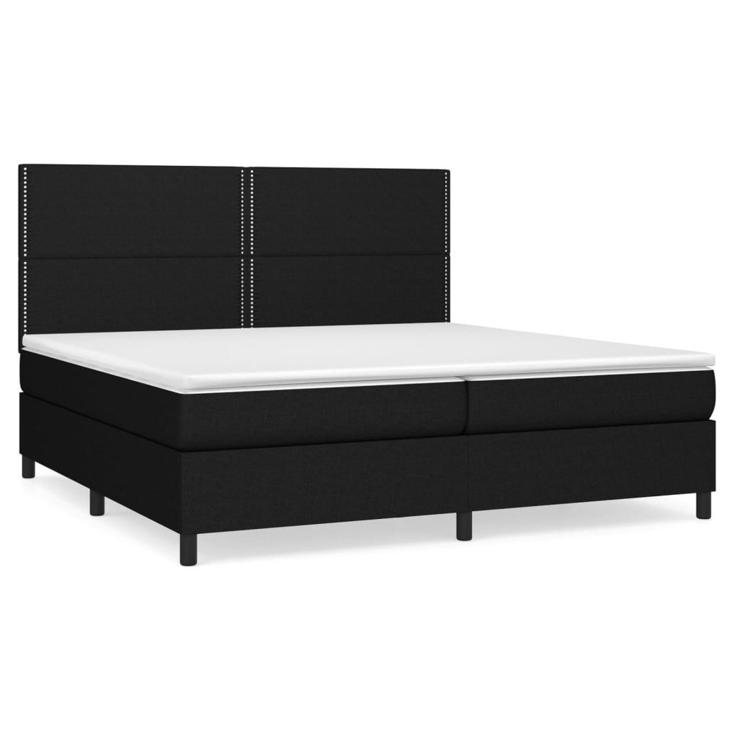 Krevet s oprugama i madracem crni 200x200 cm od tkanine