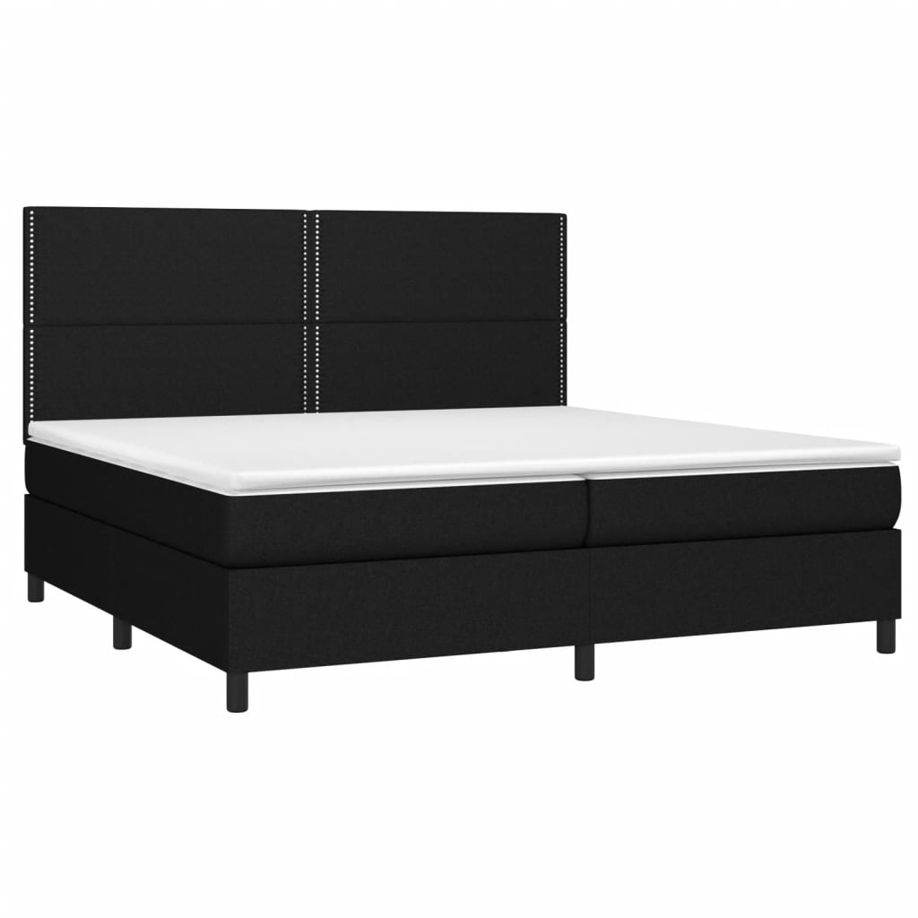 Krevet s oprugama i madracem crni 200x200 cm od tkanine