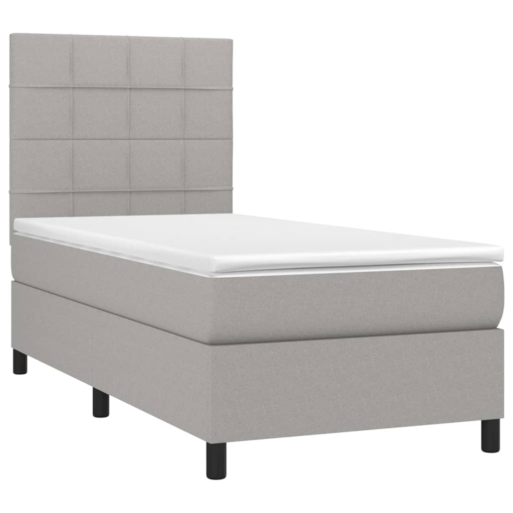 Box spring krevet s madracem svjetlosivi 90x190 cm od tkanine