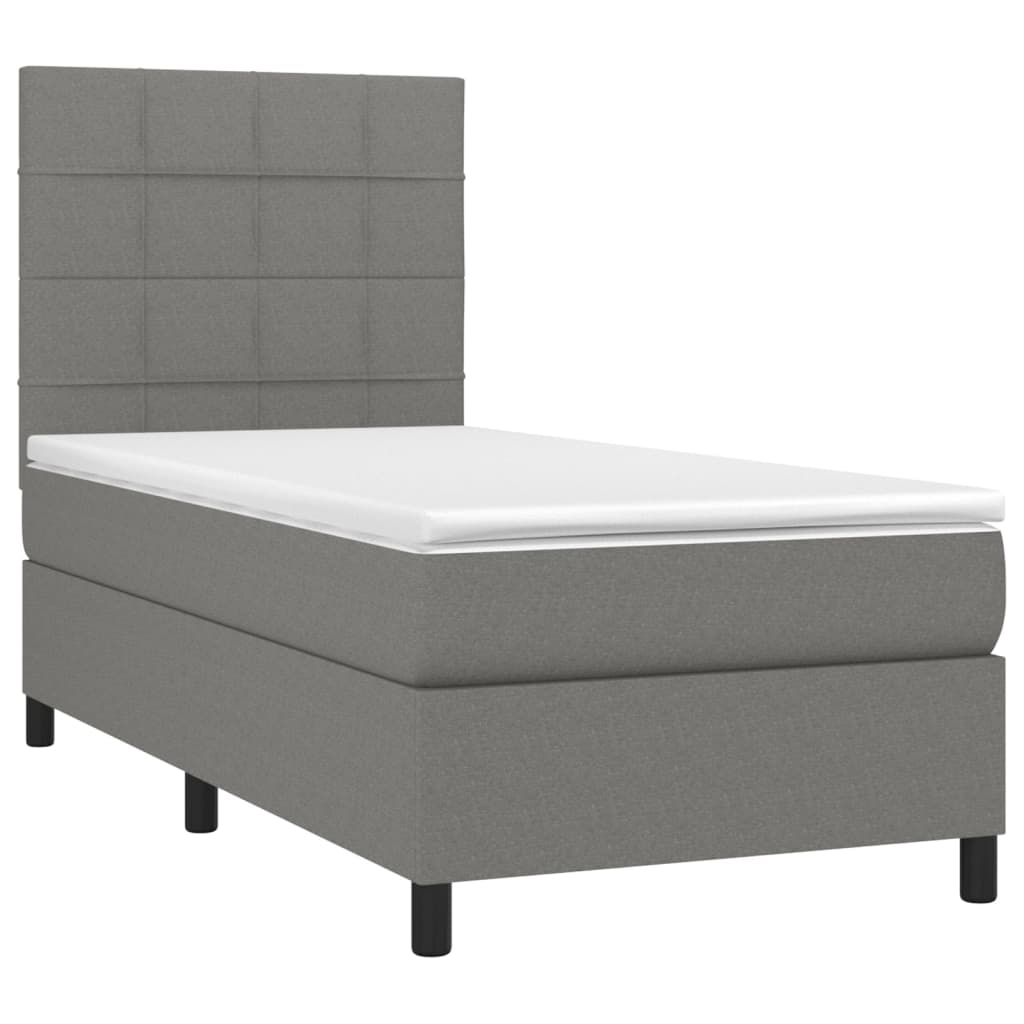 Krevet s oprugama i madracem tamnosivi 90 x 190 cm od tkanine