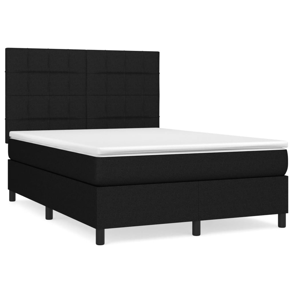 Krevet s oprugama i madracem crni 140 x 190 cm od tkanine
