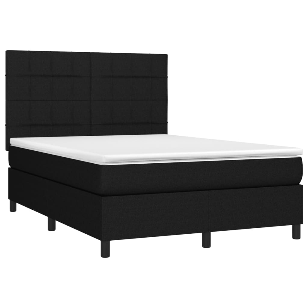 Krevet s oprugama i madracem crni 140 x 190 cm od tkanine