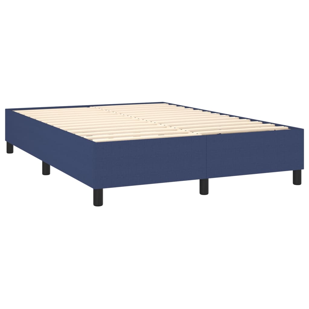 Krevet s oprugama i madracem plavi 140 x 190 cm od tkanine