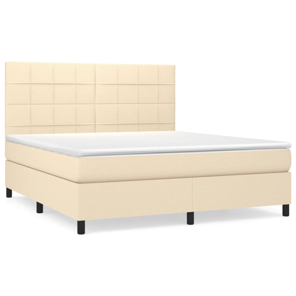 Krevet s oprugama i madracem krem 180x200 cm od tkanine