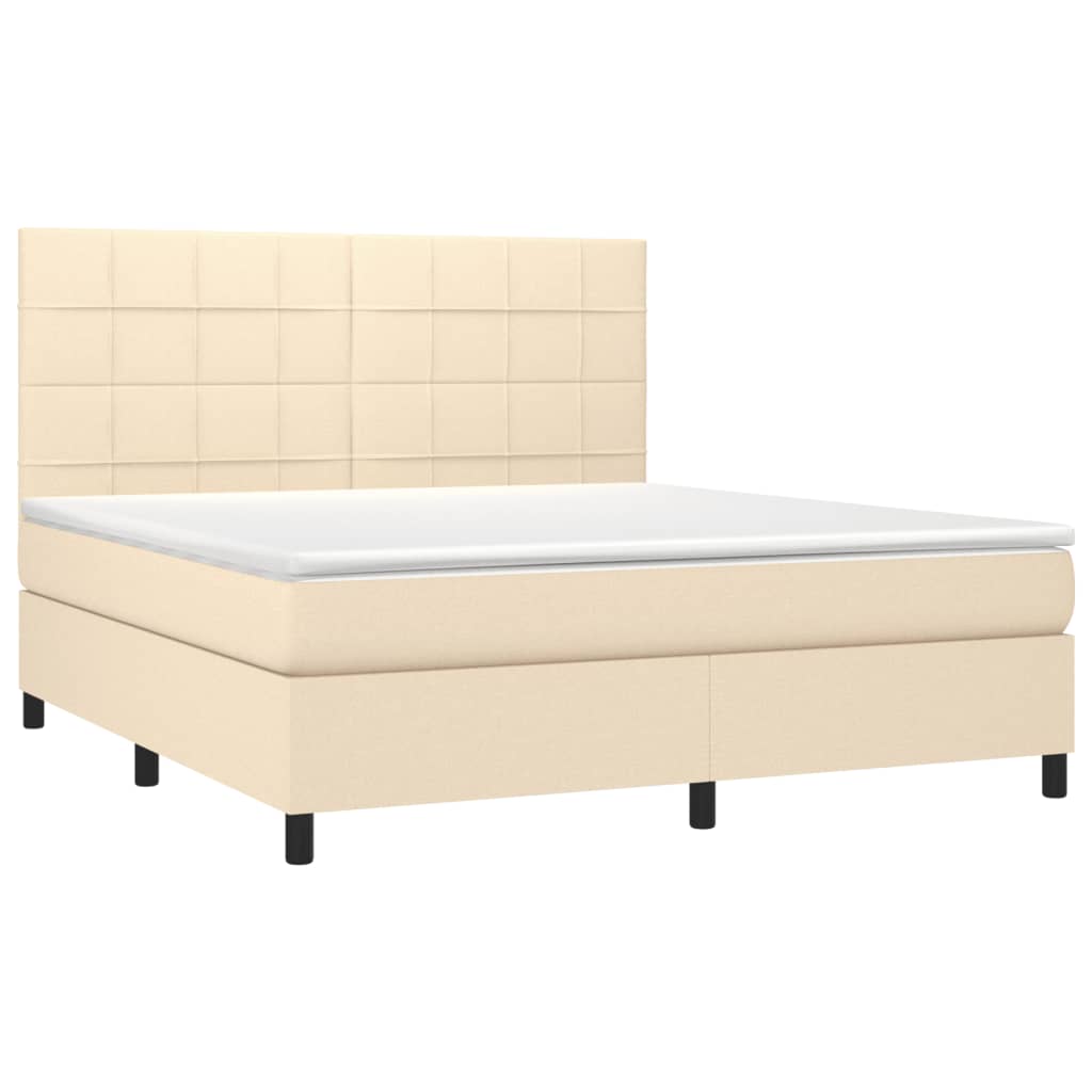 Krevet s oprugama i madracem krem 180x200 cm od tkanine