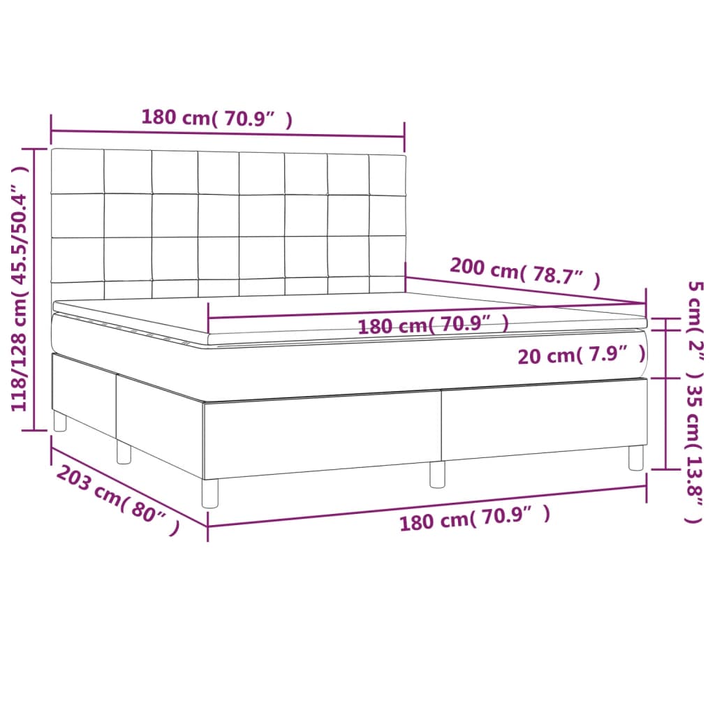 Krevet s oprugama i madracem krem 180x200 cm od tkanine