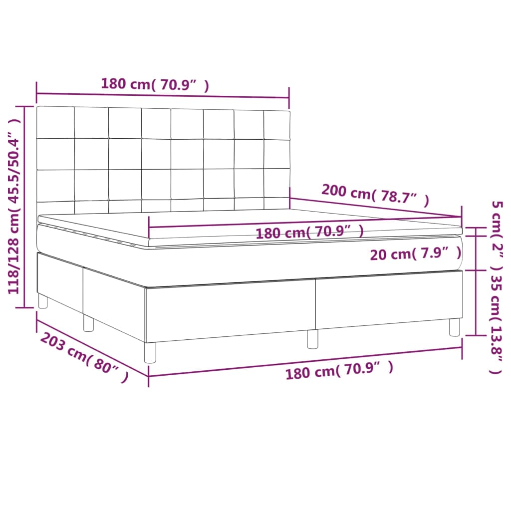 Krevet s oprugama i madracem plavi 180x200 cm od tkanine