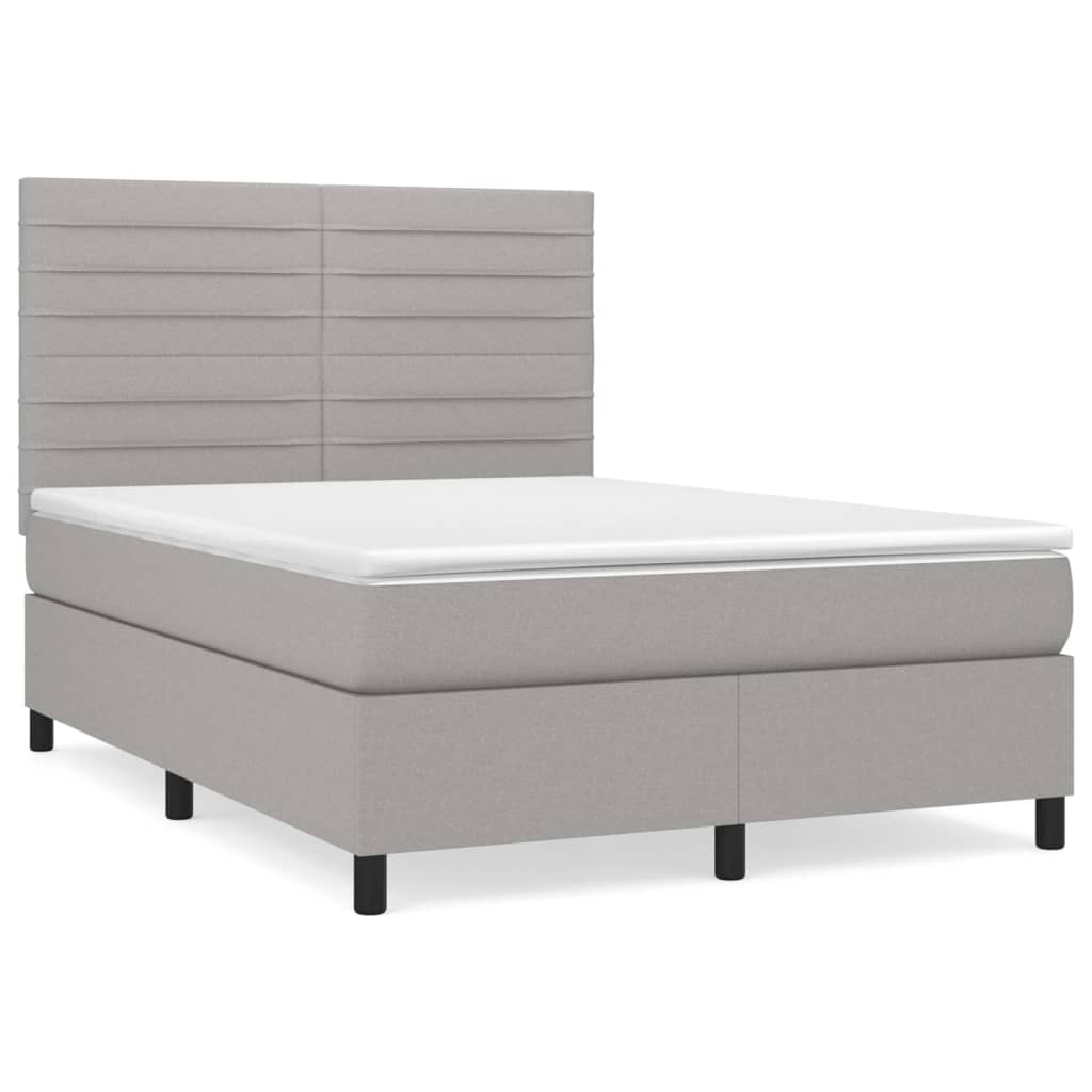 Krevet box spring s madracem svjetlosivi 140x200 cm od tkanine