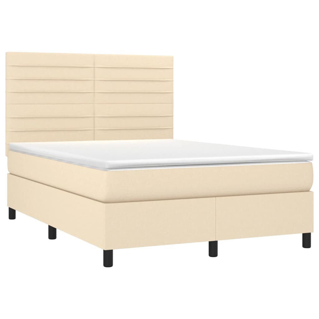 Krevet s oprugama i madracem krem 140x200 cm od tkanine