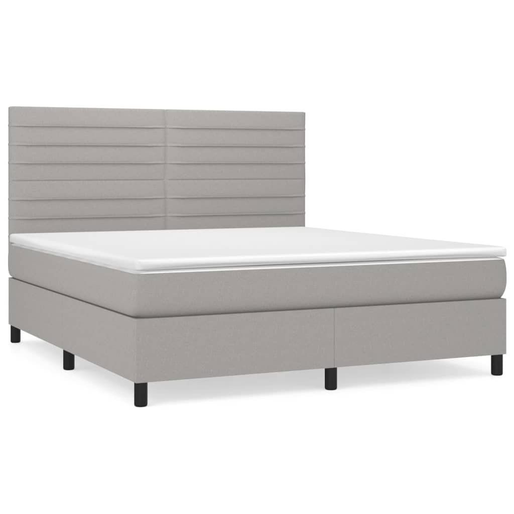 Krevet box spring s madracem svjetlosiva 160x200 cm tkanina