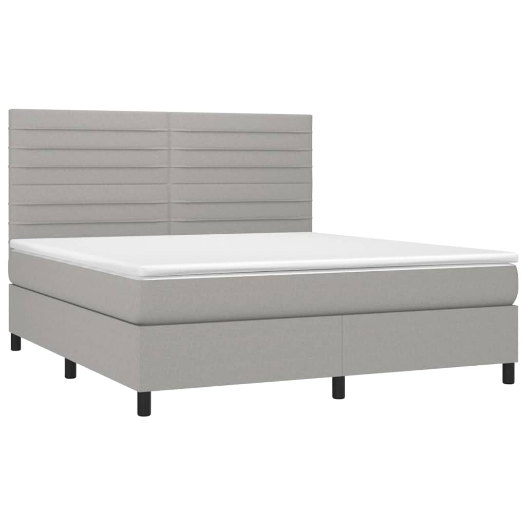 Krevet box spring s madracem svjetlosiva 160x200 cm tkanina
