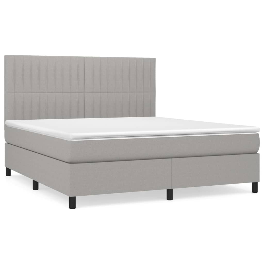 Krevet box spring s madracem svjetlosiva 160x200 cm tkanina