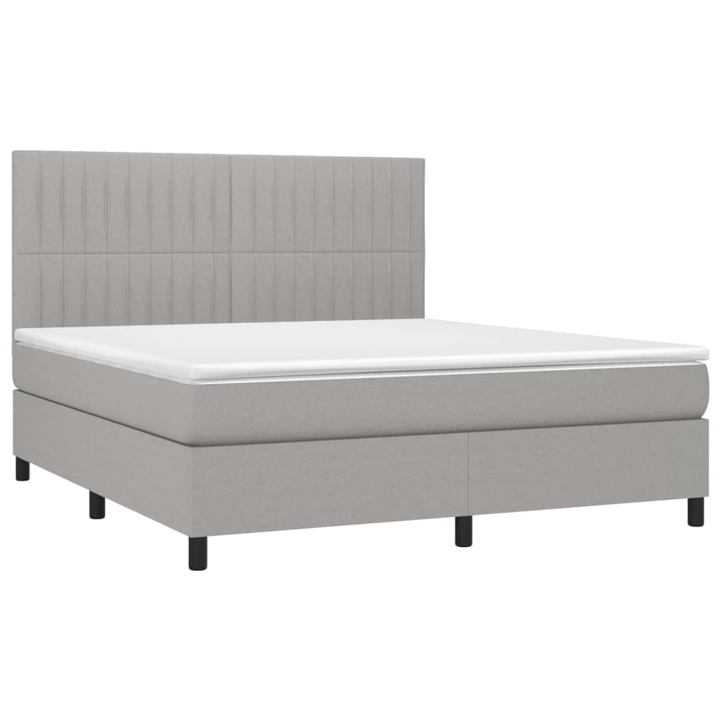 Krevet box spring s madracem svjetlosiva 160x200 cm tkanina