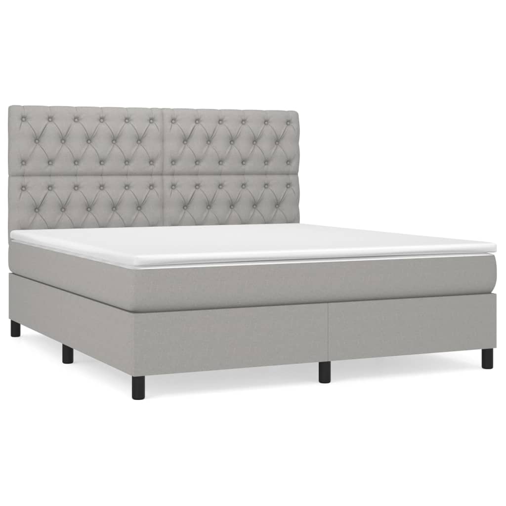 Krevet box spring s madracem svjetlosiva 160x200 cm tkanina