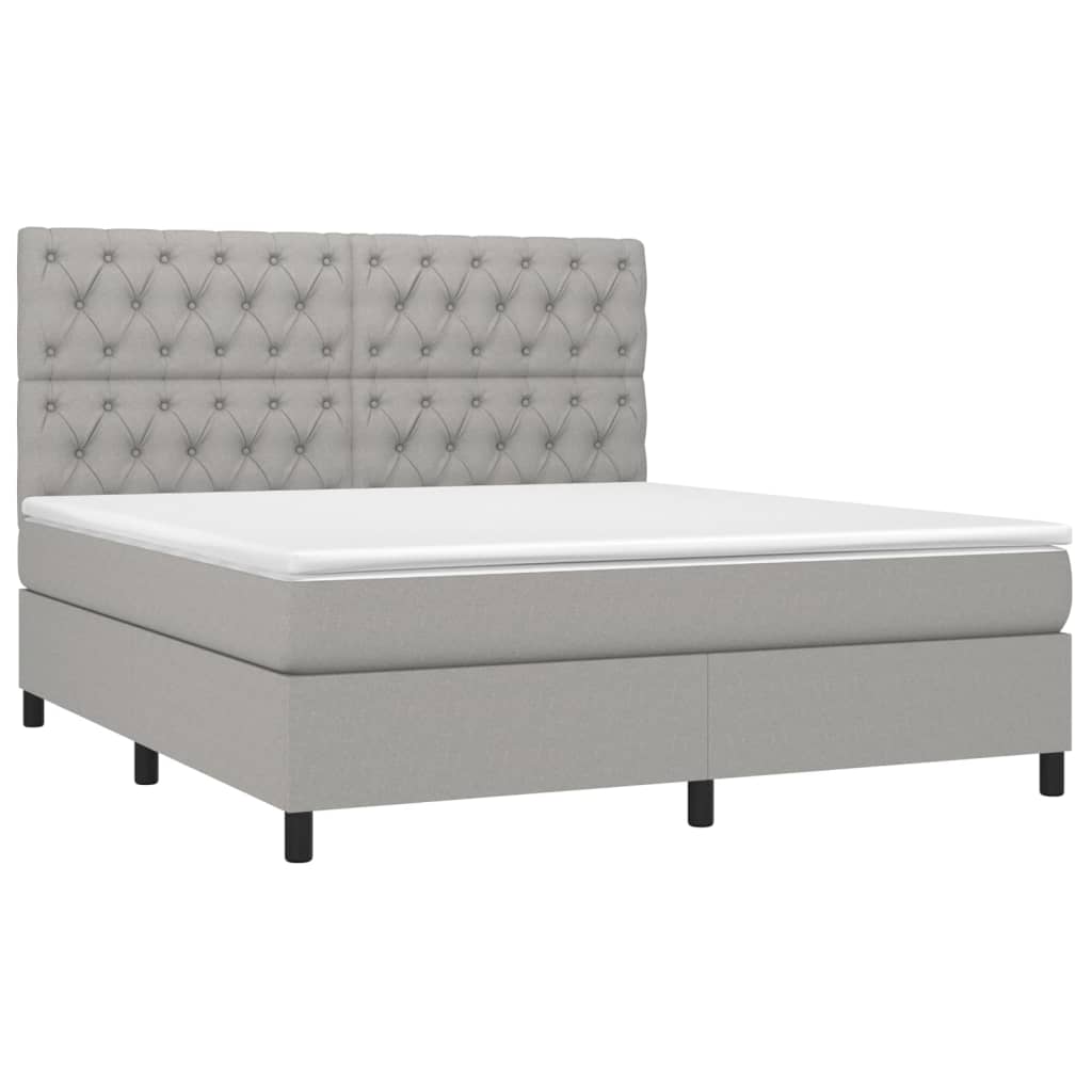 Krevet box spring s madracem svjetlosiva 160x200 cm tkanina