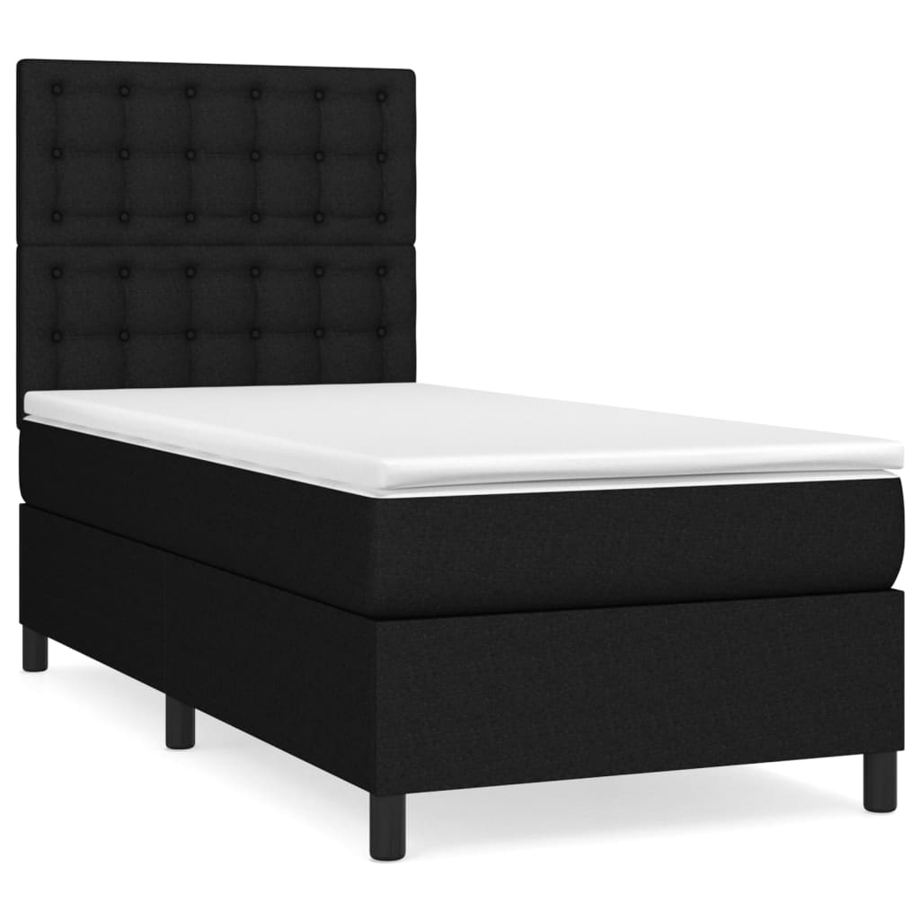 Box spring krevet s madracem crni 90x190 cm od tkanine