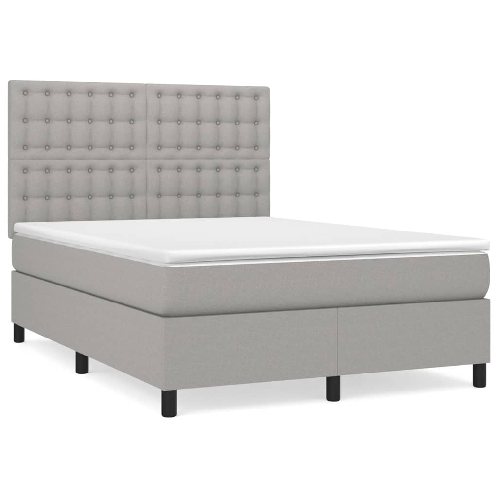 Krevet box spring s madracem svjetlosivi 140x200 cm od tkanine