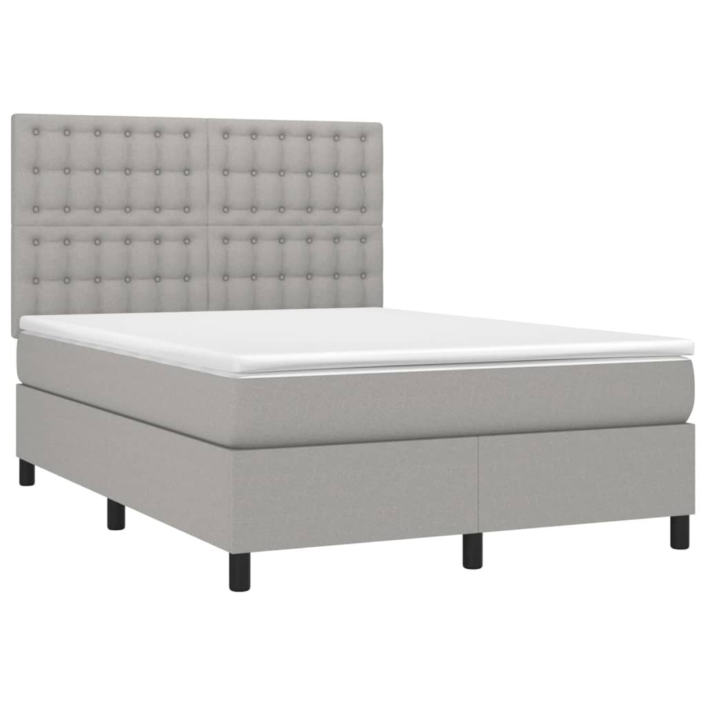 Krevet box spring s madracem svjetlosivi 140x200 cm od tkanine