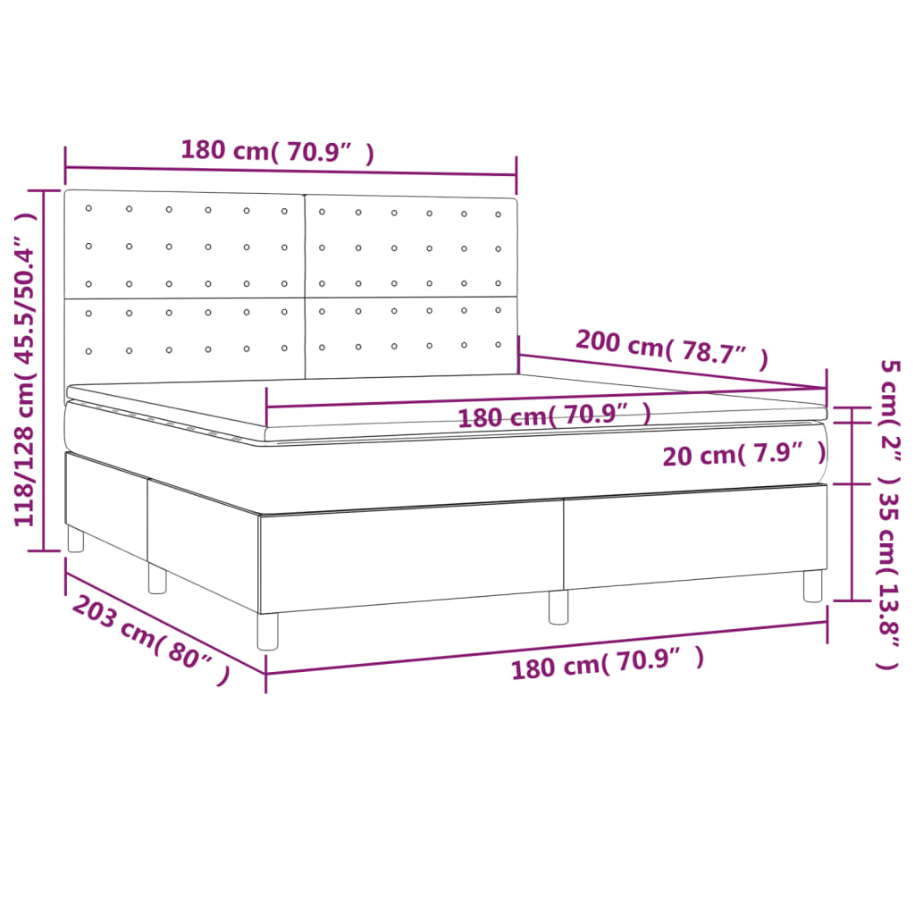 Krevet s oprugama i madracem krem 180x200 cm od tkanine