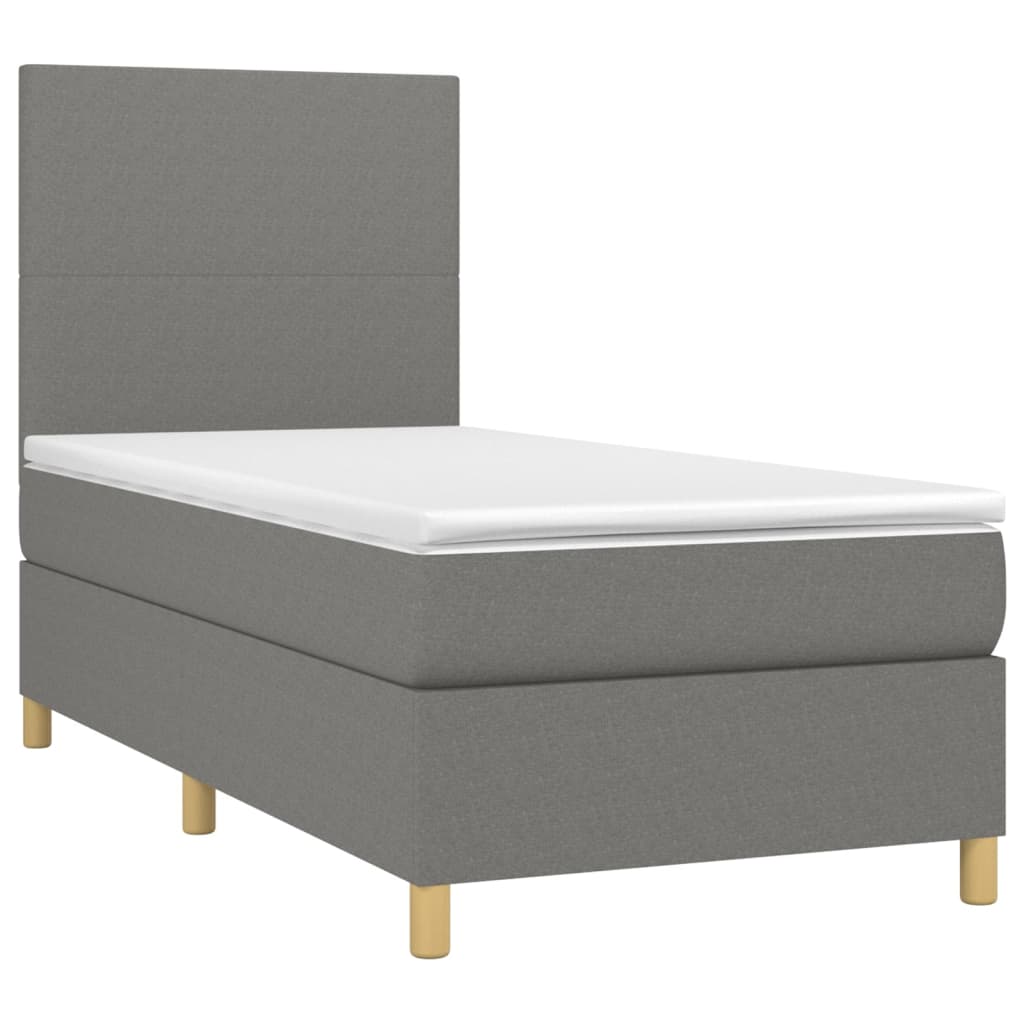 Krevet s oprugama i madracem tamnosivi 90 x 190 cm od tkanine