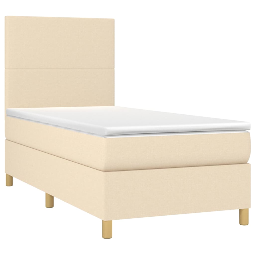 Krevet s oprugama i madracem krem 90 x 190 cm od tkanine