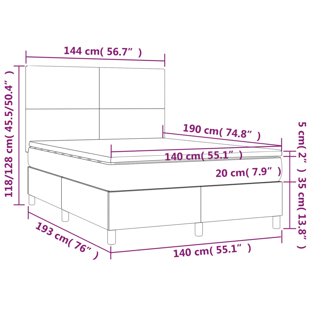 Krevet s oprugama i madracem plavi 140 x 190 cm od tkanine